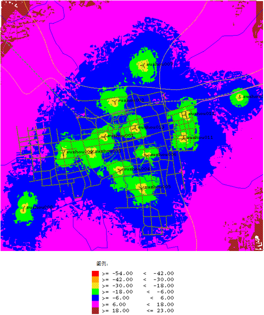 某城市的覆盖图手机反向接收功率