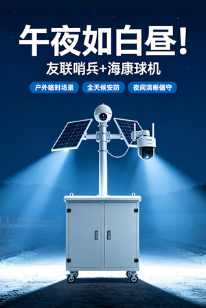 午夜如白昼！夜间安防 友联哨兵+海康球机，户外临时场景全天候安防