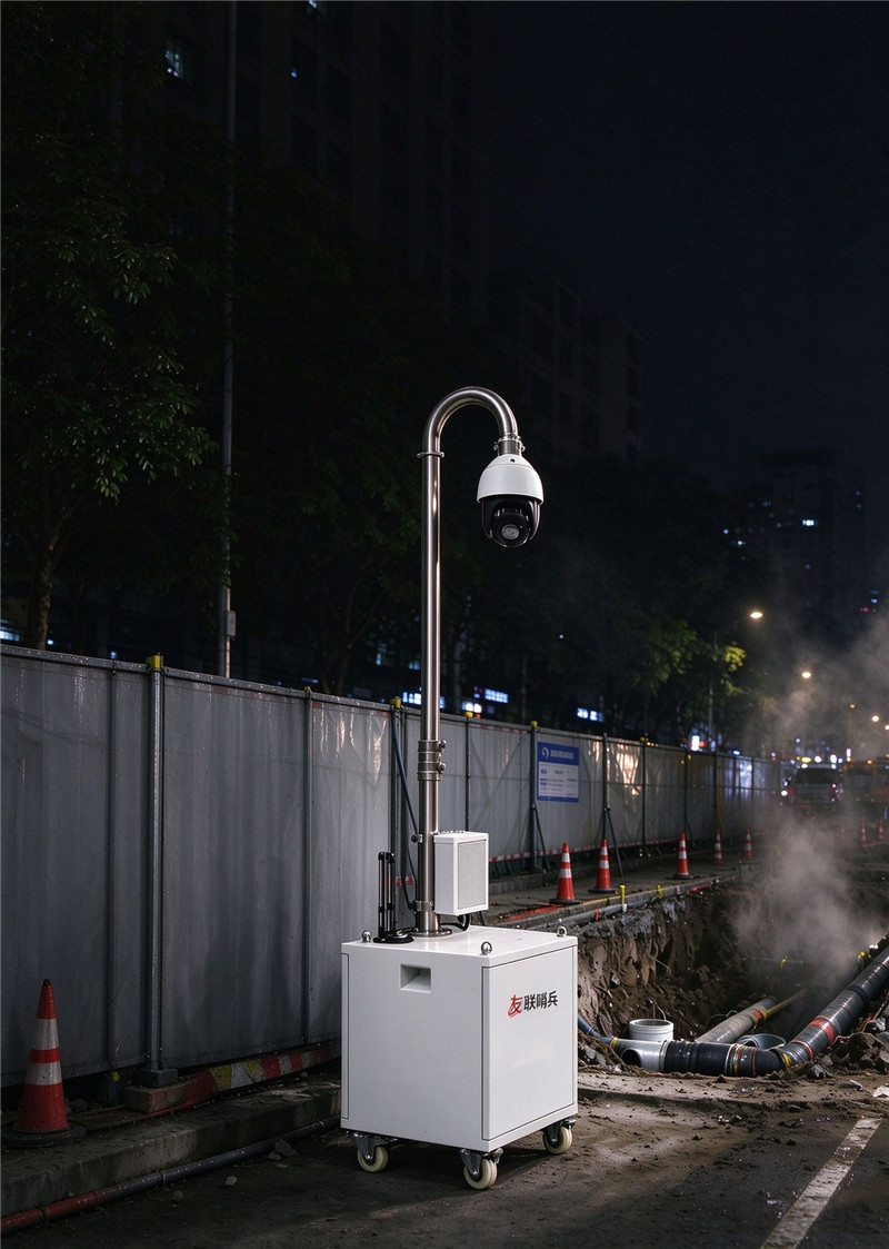 深圳某市政临时管网改造工程｜工地 AI 安全监管 友联哨兵移动监控系统
